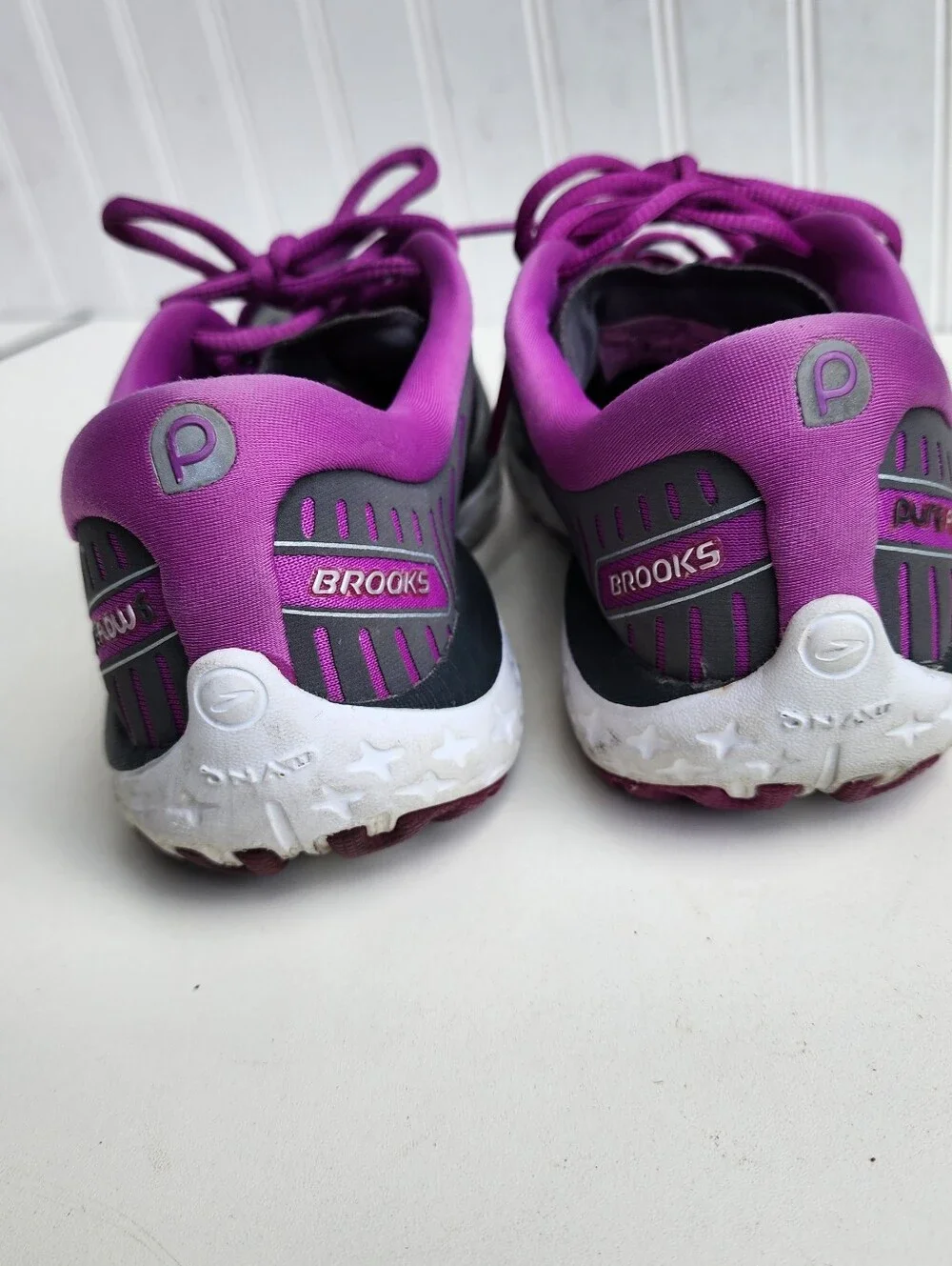 Brooks Pure Flow 6 Running Jogging Shoes WOMENS Gray Purple Lace Up SIZE 7